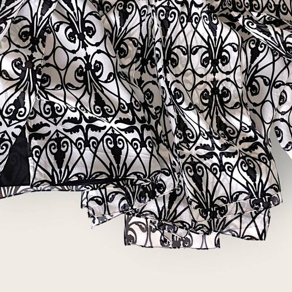 Talbots Skirt Womens Sz 14 Petite Silk Blk White Layers Streamers Chiffon Vtg 90 - Picture 4 of 12